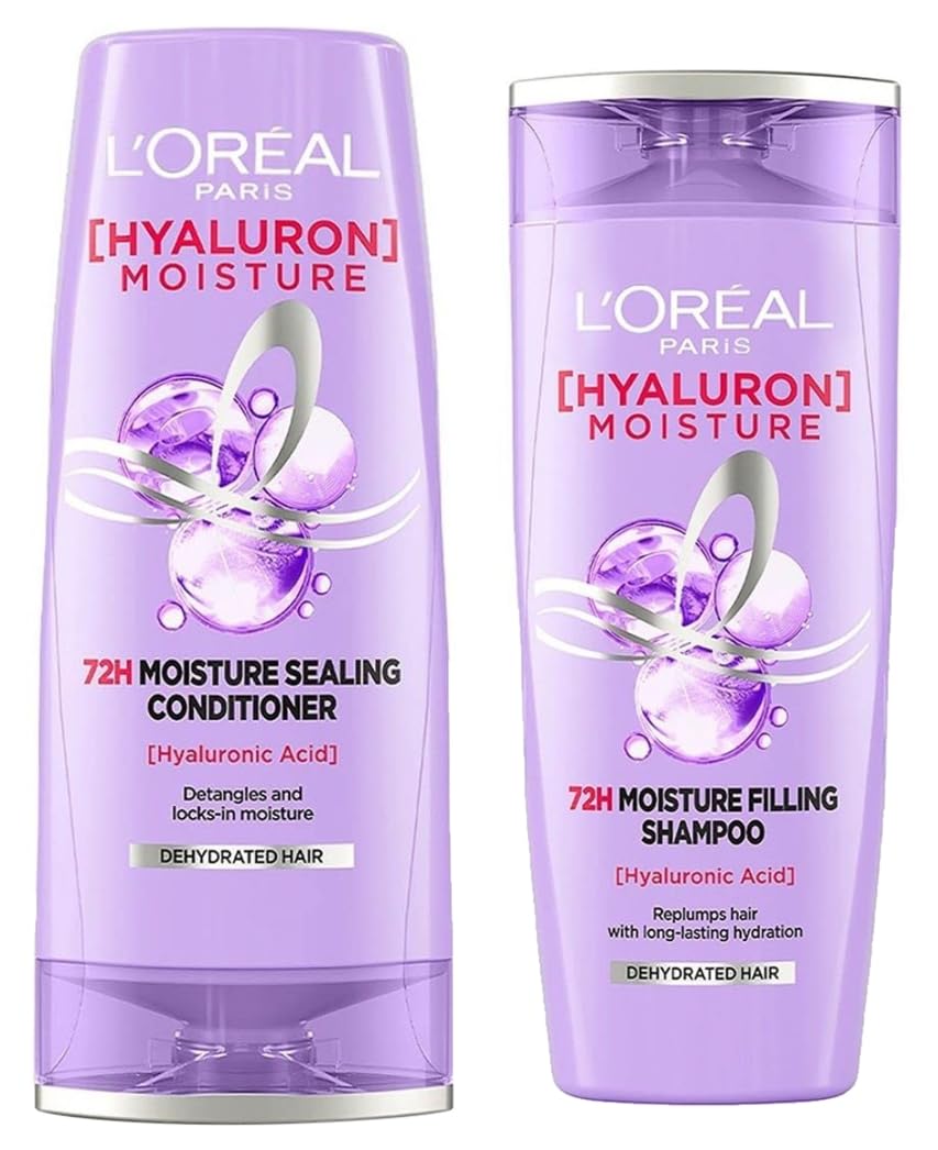 L'Oreal Paris Hyaluron Moisture 72HR Moisture Filling Shampoo powered by Hyaluronic Acid, for Frizz-free, Hydrated and Bouncy Hair Full of Life | 650 ml - Springkart 
