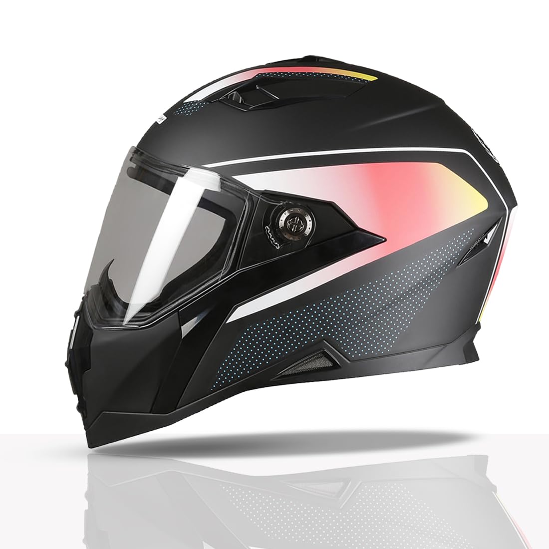 TVS Racing Anti Matter Full Face Helmet for Bike & Motorcycle Riders-DOT & ISI Certified-Lightweight ABS Shell, UV Resistant-Ventilated Comfort Liner, Quick-Release Visor & Chin Strap