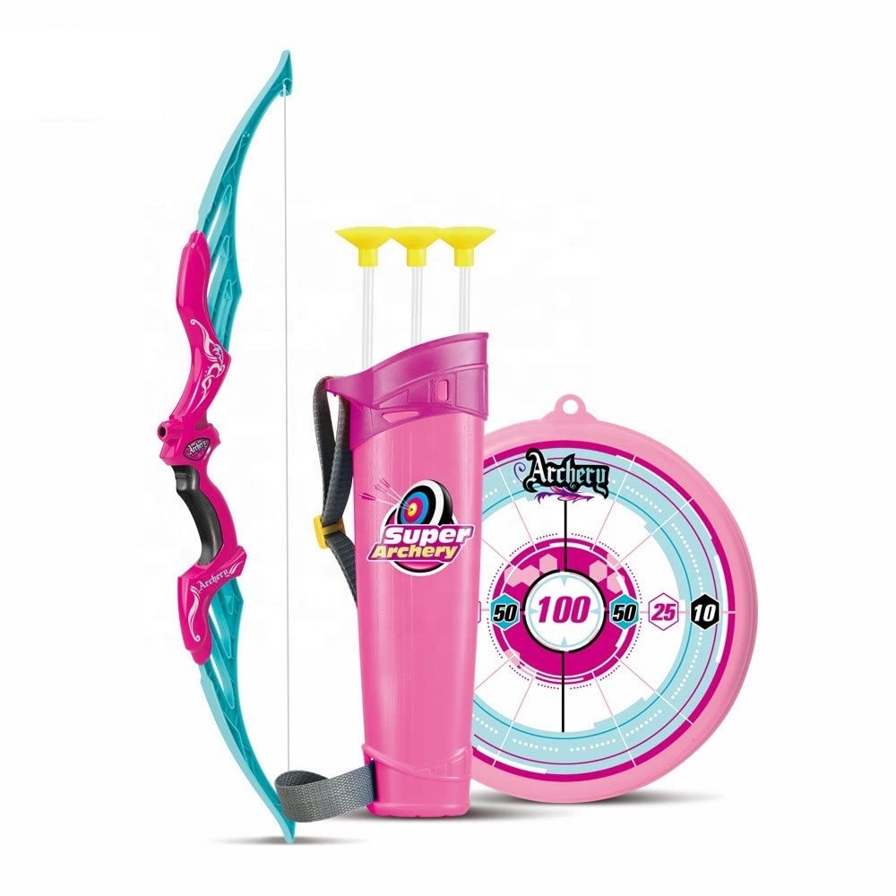 TEC TAVAKKAL Kids Bow & Arrow Toy, Boys and Girls Basic Archery Set Outdoor Hunting Game with 3 Suction Cup Arrows, Target & Quiver Archery Toys with Light