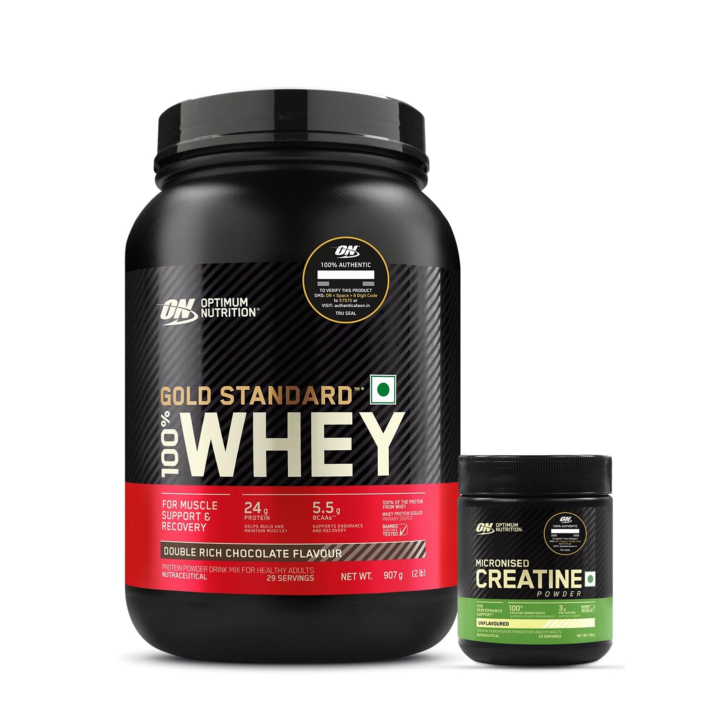 Optimum Nutrition (ON) Gold Standard 100% Whey Protein Powder 2 lbs, 907 g (Double Rich Chocolate), for Muscle Support & Recovery, Vegetarian - Primary Source Whey Isolate