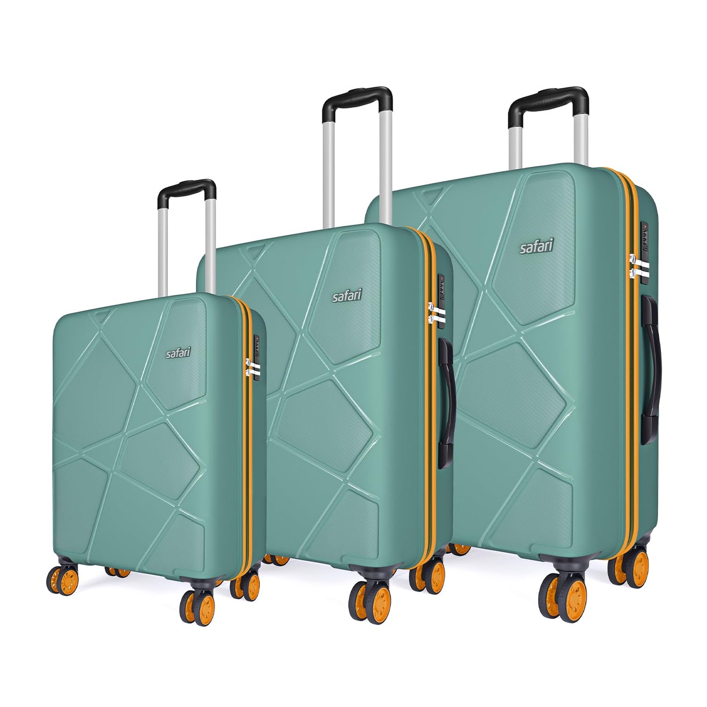 Safari Pentagon Set of 2, Cabin & Checkin Trolley Bags Hard Case Polypropylene 4 Wheels 360 Degree Wheeling System Luggage, Travel Bags, Suitcase for Travel, Trolley Bags for Travel, Dusk Green