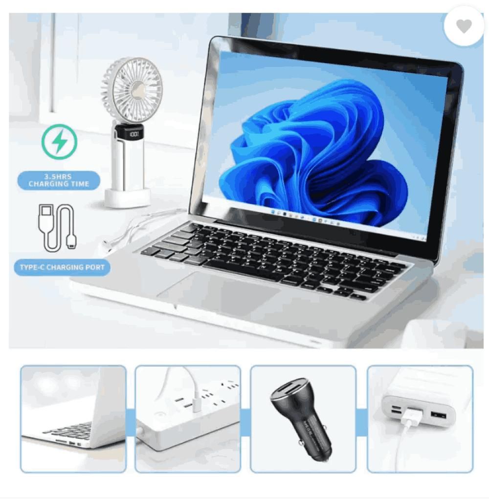 Portable Handheld Fan, Battery Operated Fan with LED Display - Springkart 