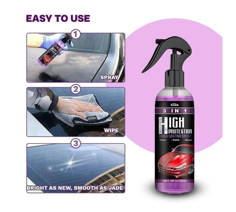 3 in 1 High Protection Quick Car Ceramic Coating Spray 200ML - Springkart 