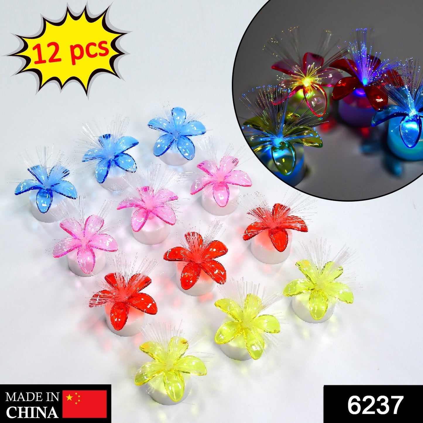 Fiber Optic Light, Mini Color Change LED Table Centerpieces, Light Up Candle - Pack of 12 - Springkart 