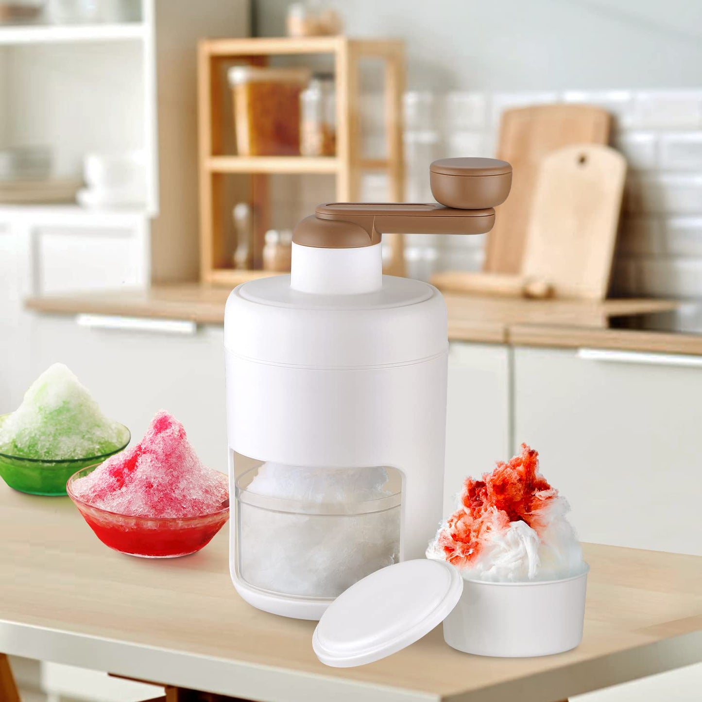 Portable Gola Maker Ice Crusher and Shaved Ice Machine, Hand Shaved Ice Machine Manual Fruit Smoothie Machine Mini Household Ice Shaver Small Ice Crusher - Springkart 