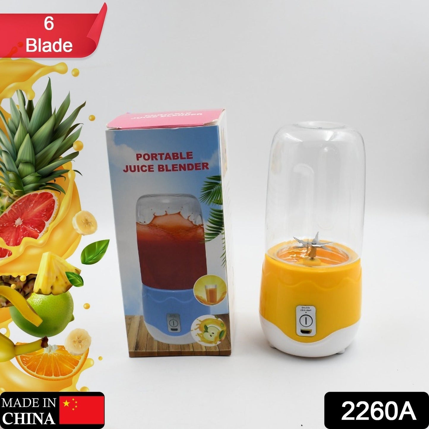 Portable Electric USB Juice Maker 6 blade Blender Grinder Mixer Personal Size, USB Rechargeable Mini Juicer for Smoothies and Shakes with Juicer Cup - 400ml - Springkart 