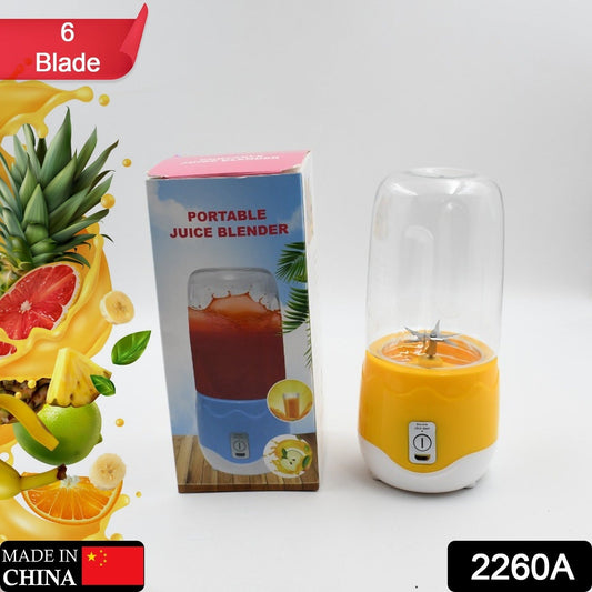 Portable Electric USB Juice Maker 6 blade Blender Grinder Mixer Personal Size, USB Rechargeable Mini Juicer for Smoothies and Shakes with Juicer Cup - 400ml - Springkart 
