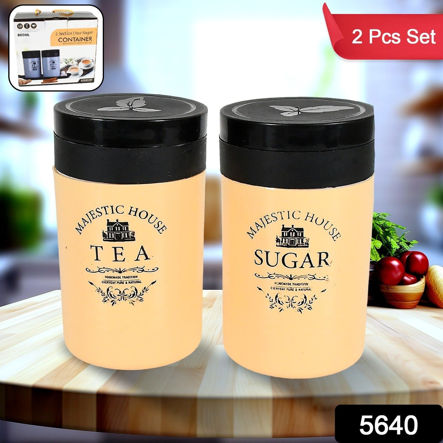 Accurate Seal Tea Sugar Coffee Container, Plastic Damru Shaped Tea, Coffee, Sugar Canisters Jar, New Airtight Food Seal Containers for Salt, Dry Fruit, Grocery 2 Section (800 ML Approx) - Springkart 