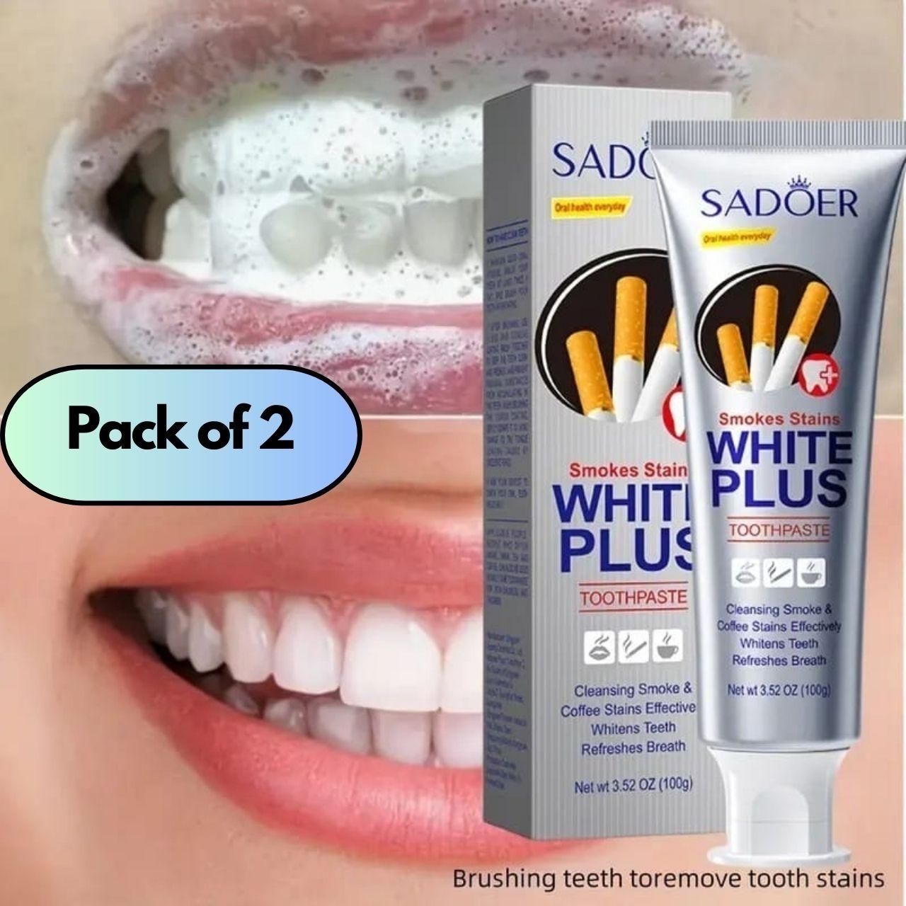 Smoke Stains White Plus Toothpaste 200g Pack of 2 - Springkart 
