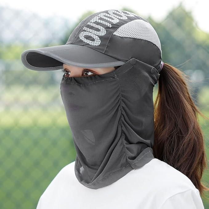 Sun Cap with Detachable Cotton Face Cover For Women - Springkart 