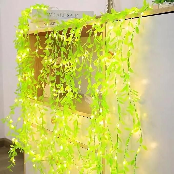 Green Leaf Artificial Curtain LED String Light, 200 LEDs, 8 Modes, Remote Control - Springkart 