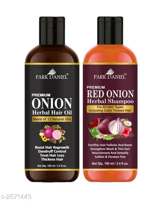 Park Daniel Red Onion Shampoo and Hair Care Onion Oil Combo (Pack of 2) - Springkart 