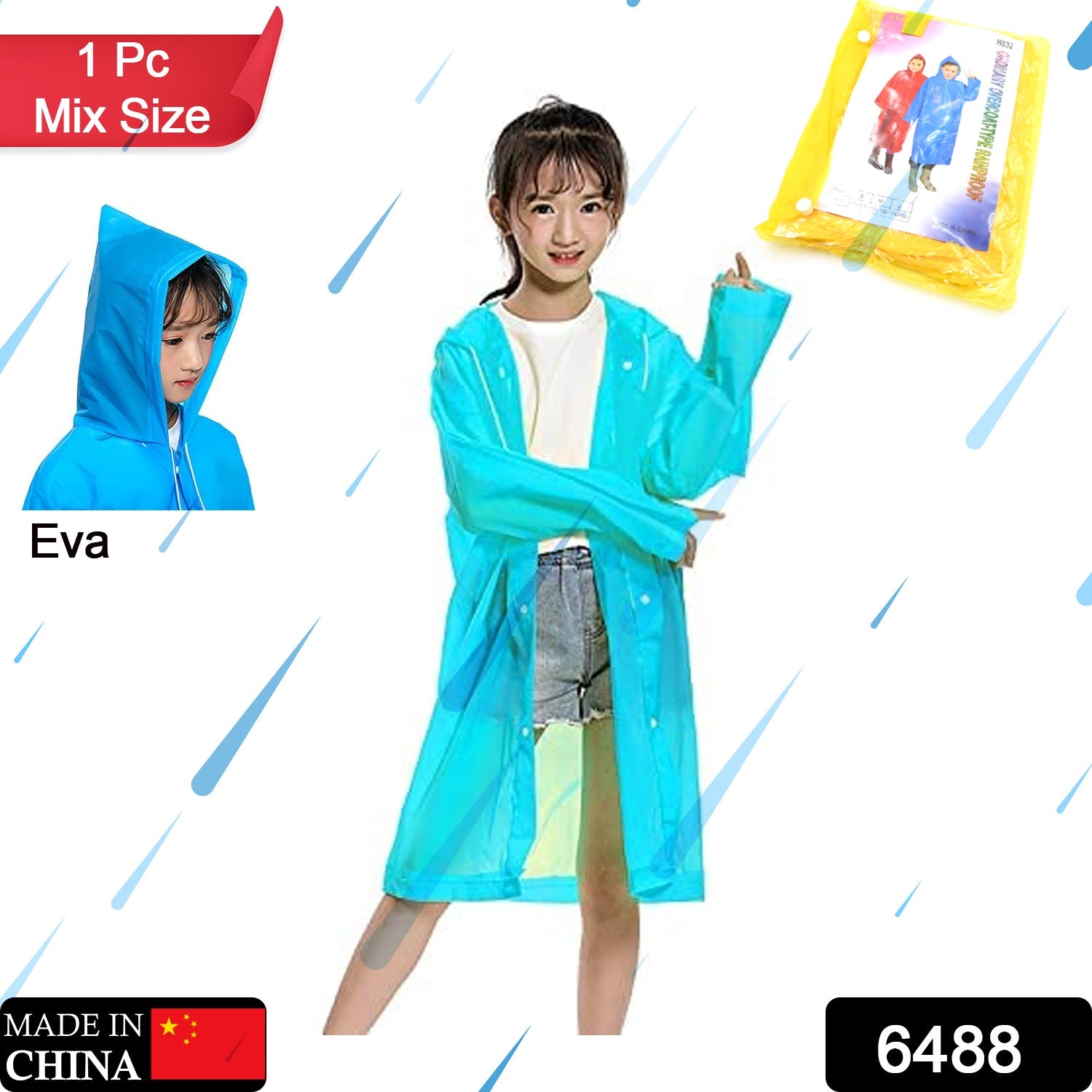 Mix Size Portable Student Rain Coat, Kid's Girl's & Boy's Outdoor Traveling Eva Material Raincoat/Rain wear/Rain Suit for Outdoor Accessory (1pc) - Springkart 