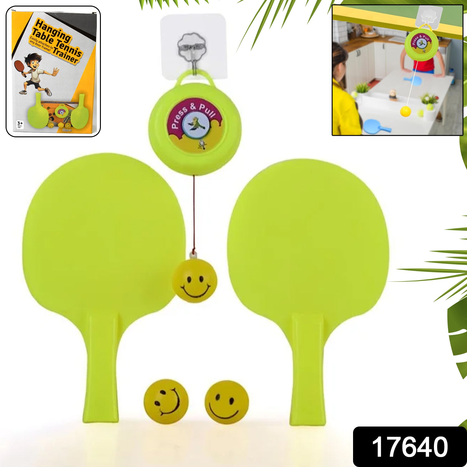 17640 Portable Indoor Hanging Table Tennis With Three Ball Table Tennis Self Training Set - Springkart 