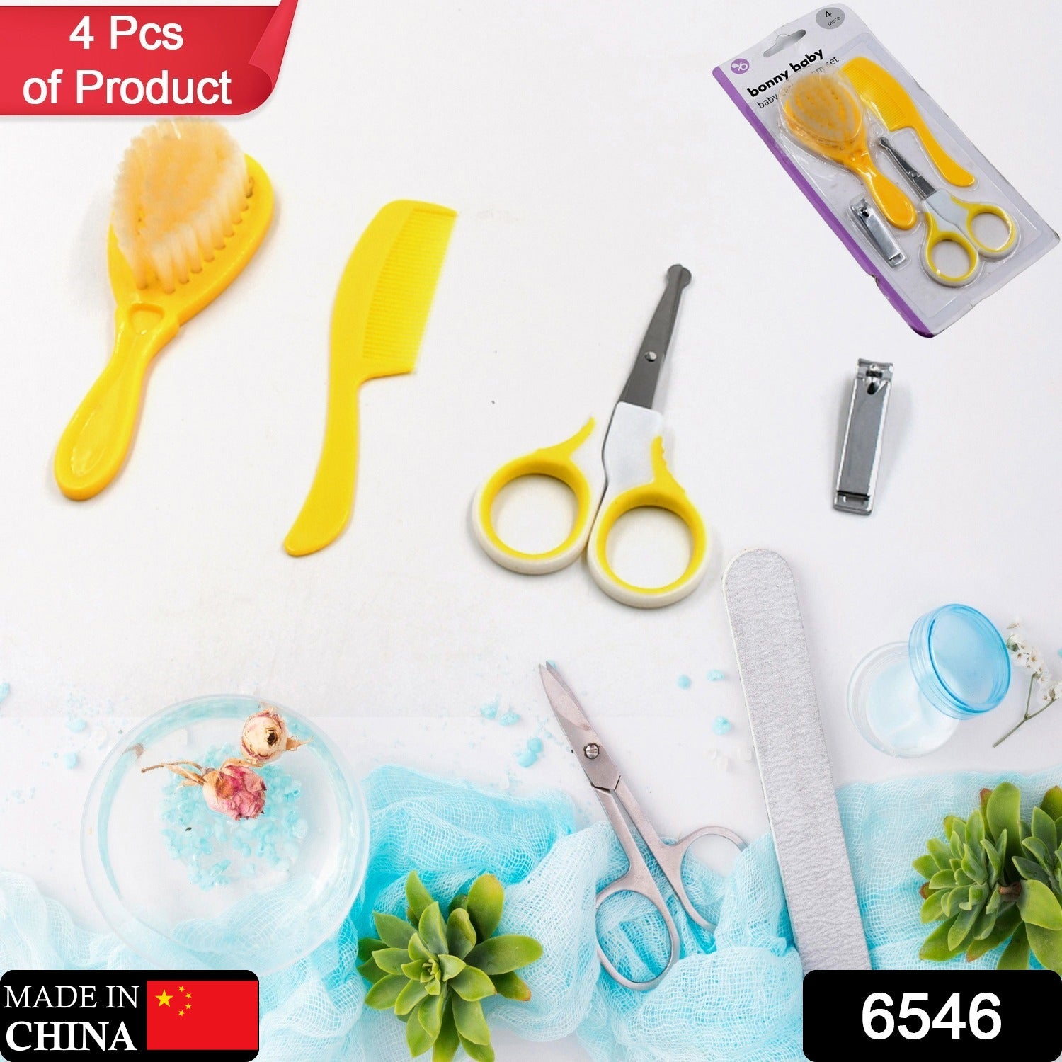 Born Baby Health Care Kit Baby Health Care And Grooming Kit 4 in 1 Nail Clipper Brush Comb Scissors Baby Safety Care Kit (4 Pcs Set) - Springkart 