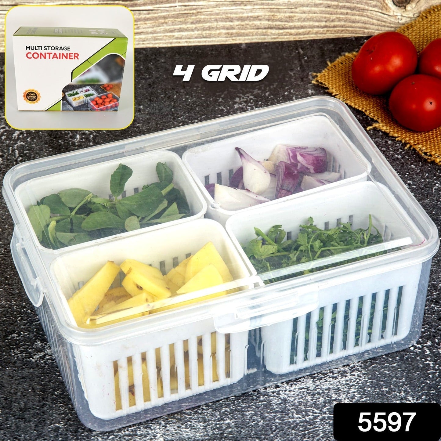 Fridge Storage Boxes Freezer Storage Containers, Container for Kitchen Storage Set, Storage in Kitchen, Vegetable Storage, Draining Crisper Refrigerator Food Box (1 Pc) - Springkart 