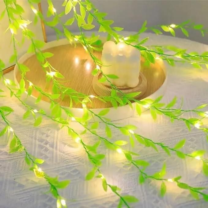 Green Leaf Artificial Curtain LED String Light, 200 LEDs, 8 Modes, Remote Control - Springkart 