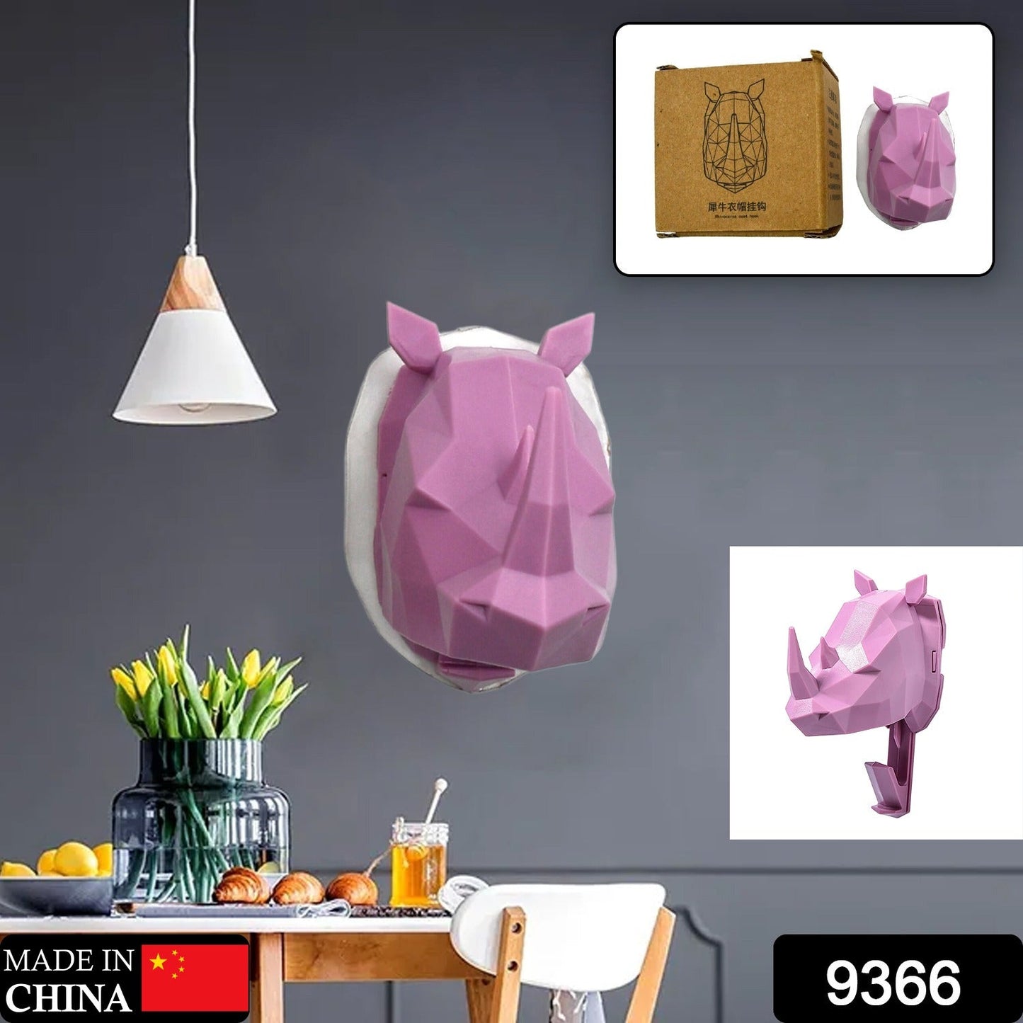 Animal shaped Adhesive Hooks, Animal Head Wall Decor Wall Hooks Sticky Hangers Nail Free Bathroom Hooks for Coat Hats Keys Bags Purse Towels Decorative Gift (Hippo) - Springkart 