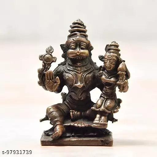 1.9 inches, Pure Copper Handmade Lakshmi Narashimha Idol, 80 Grams Pack of 1 Piece