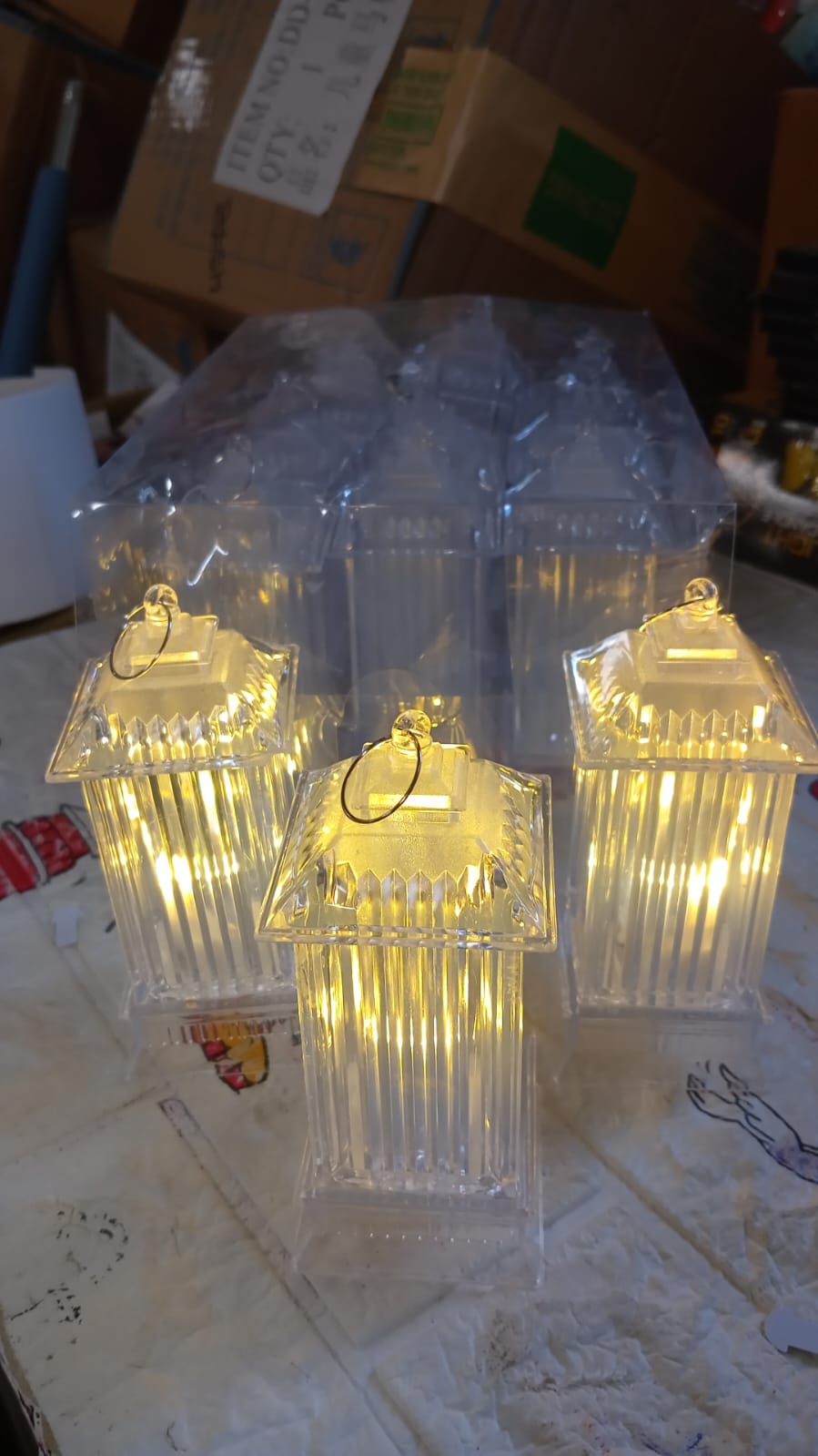 Lantern Shape Led Light Decorative LED Flickering Crystal Candle Light for Holiday Party, crylic Crystal Table Lamp Crystal Table Lamp Atmosphere Lamp Bedroom (MOQ :- 12pc) - Springkart 
