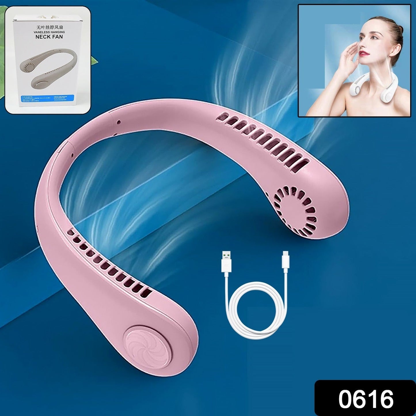 Portable Neck Fan: Holiday Hands Free Bladeless Neck Fan, 360° Cooling Hanging Fan, USB Rechargeable Personal Neck Fan, Wearable Neck Fan Suitable for Traveling - Springkart 