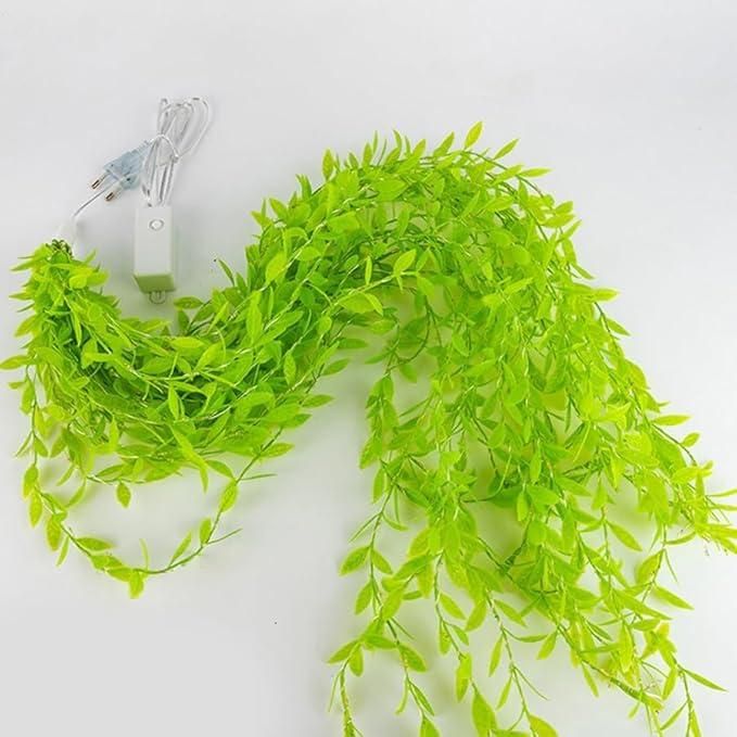Green Leaf Artificial Curtain LED String Light, 200 LEDs, 8 Modes, Remote Control - Springkart 
