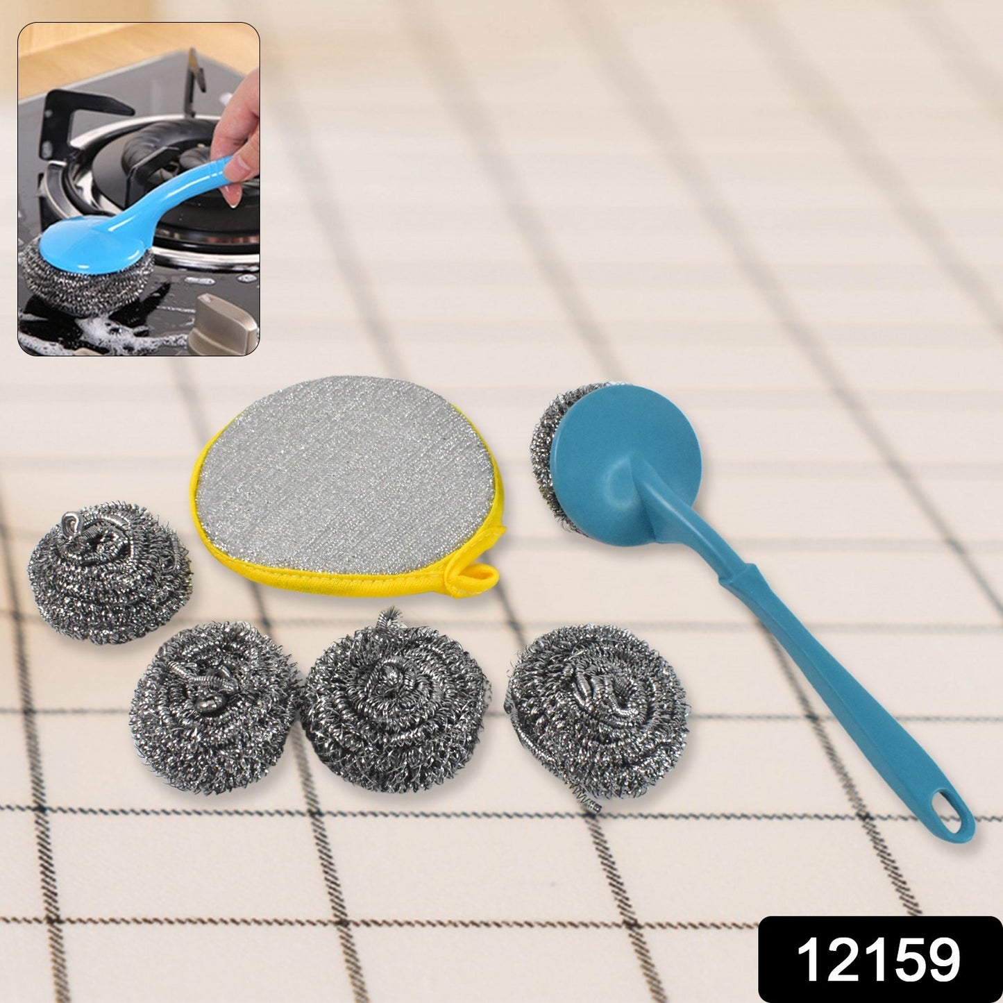 6 In 1 Kitchen Cleaning Set Handy Free Stainless Steel Scrubber - Springkart 