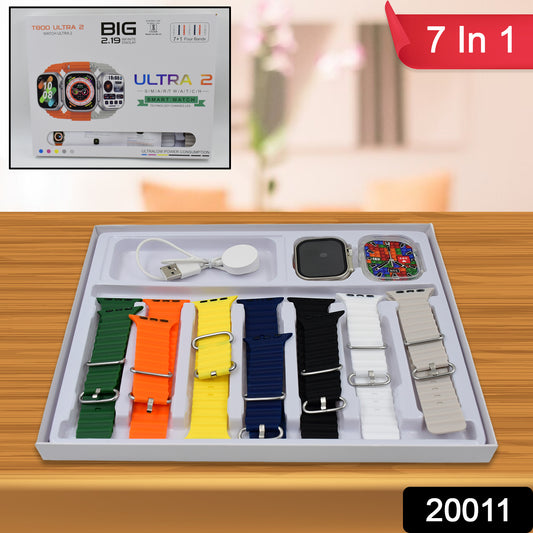 7 In 1 Ultra Smart Watch Combo With Seven Classic Straps Transparent Screen Guard (1 Set Mix Color) - Springkart 