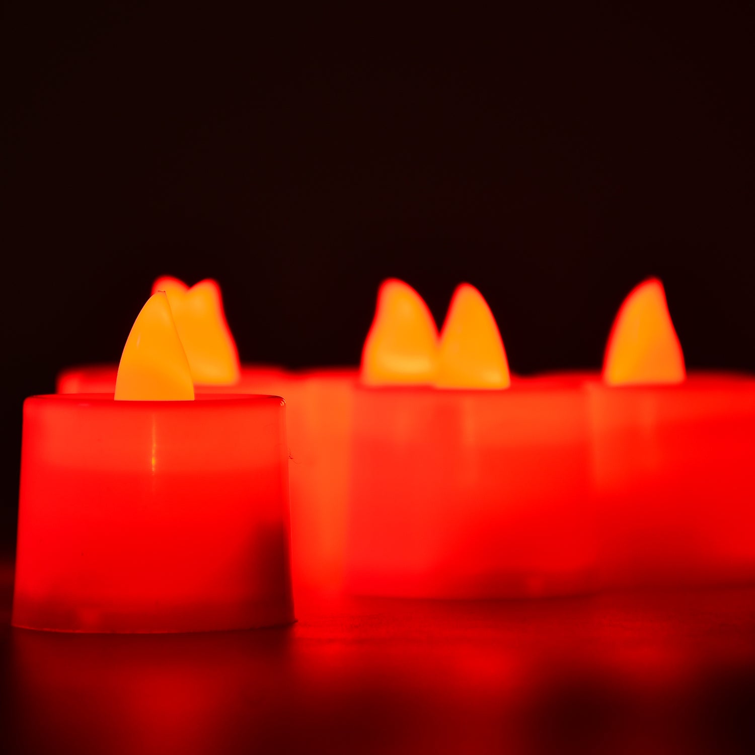 6633 Red Flameless Led Tealights Smokeless Plastic Decorative Candles - Led Tea Light Candle For Home Decoration (Pack Of 24) - Springkart 