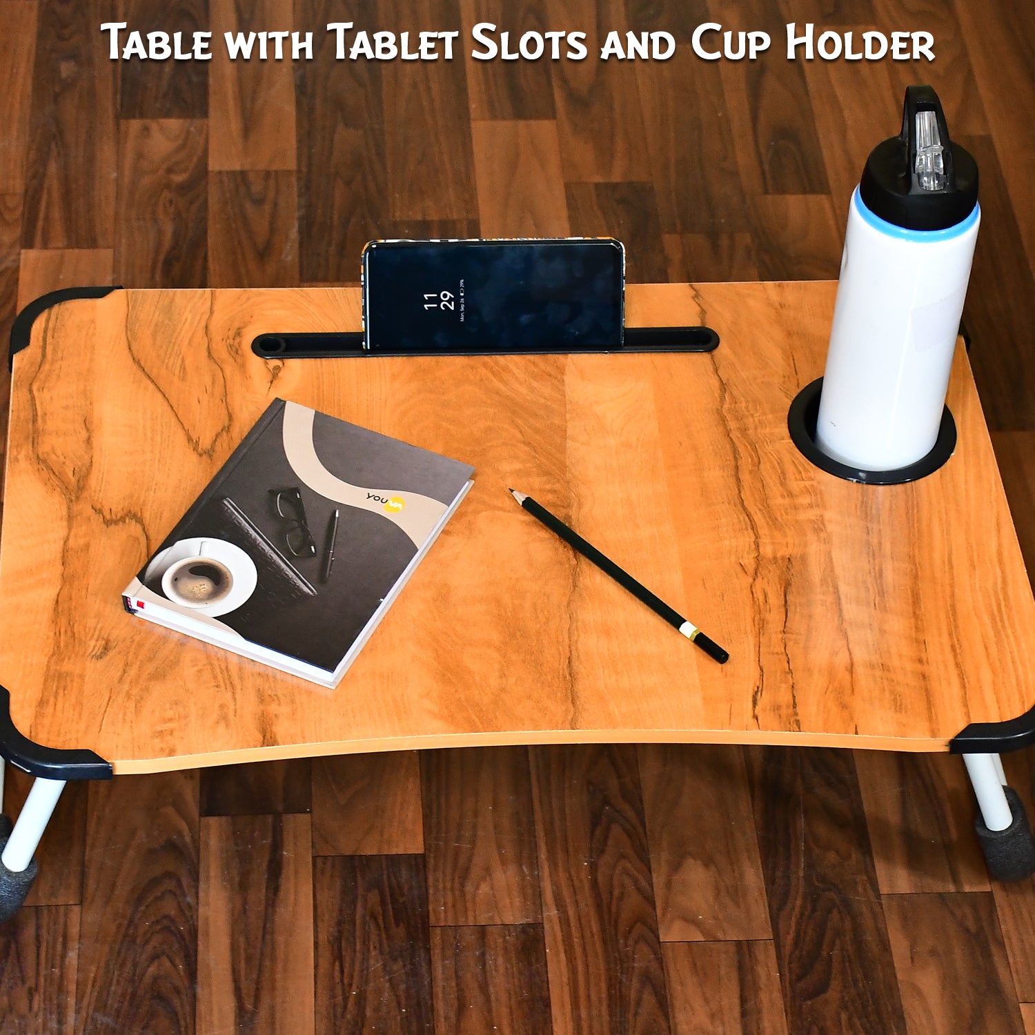4990 Laptop Table Foldable Portable Notebook Bed Lap Desk Tray Stand Reading Holder With Coffee Cup Slot For Breakfast Reading Movie Watching. - Springkart 