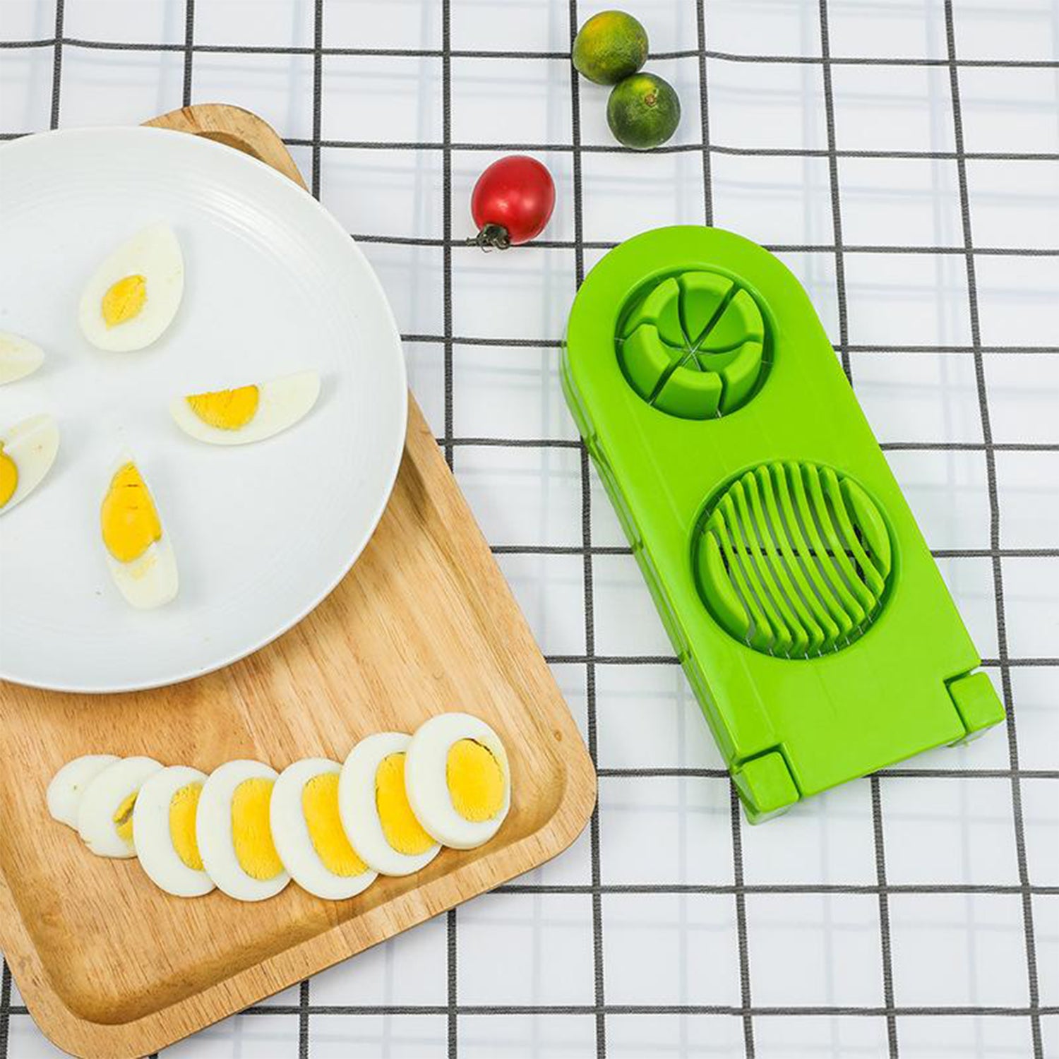2006 2 In 1 Double Cut Boiled Egg Cutter With Stainless Steel Wire For Easy Slicing Of Boiled Eggs. - Springkart 