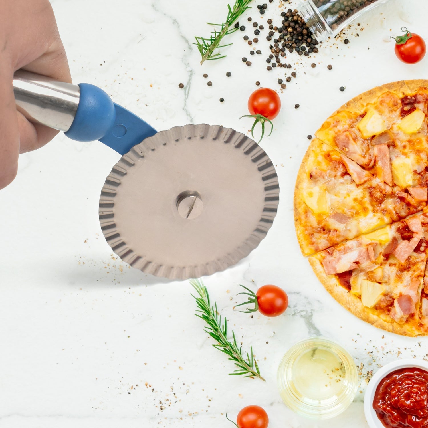 Multi Purpose Use Curly Pizza Cutter Pastry Cutter Sandwiches Cutter (1 Pc) - Springkart 
