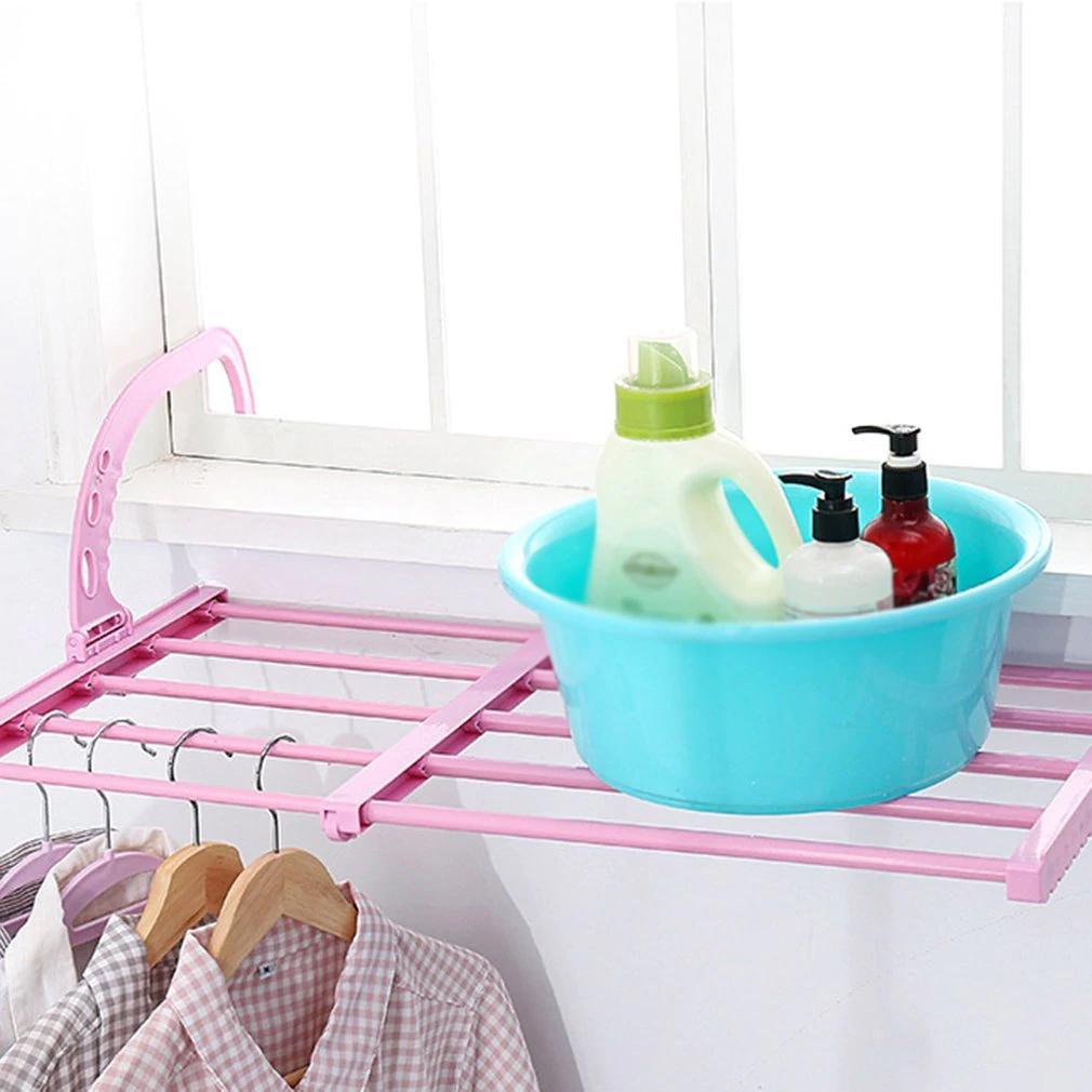 Multi-function Hanging Window Sill Drying Rack Easy Folding Drying Rack Balcony Retractable Drying Shoe Rack - Springkart 