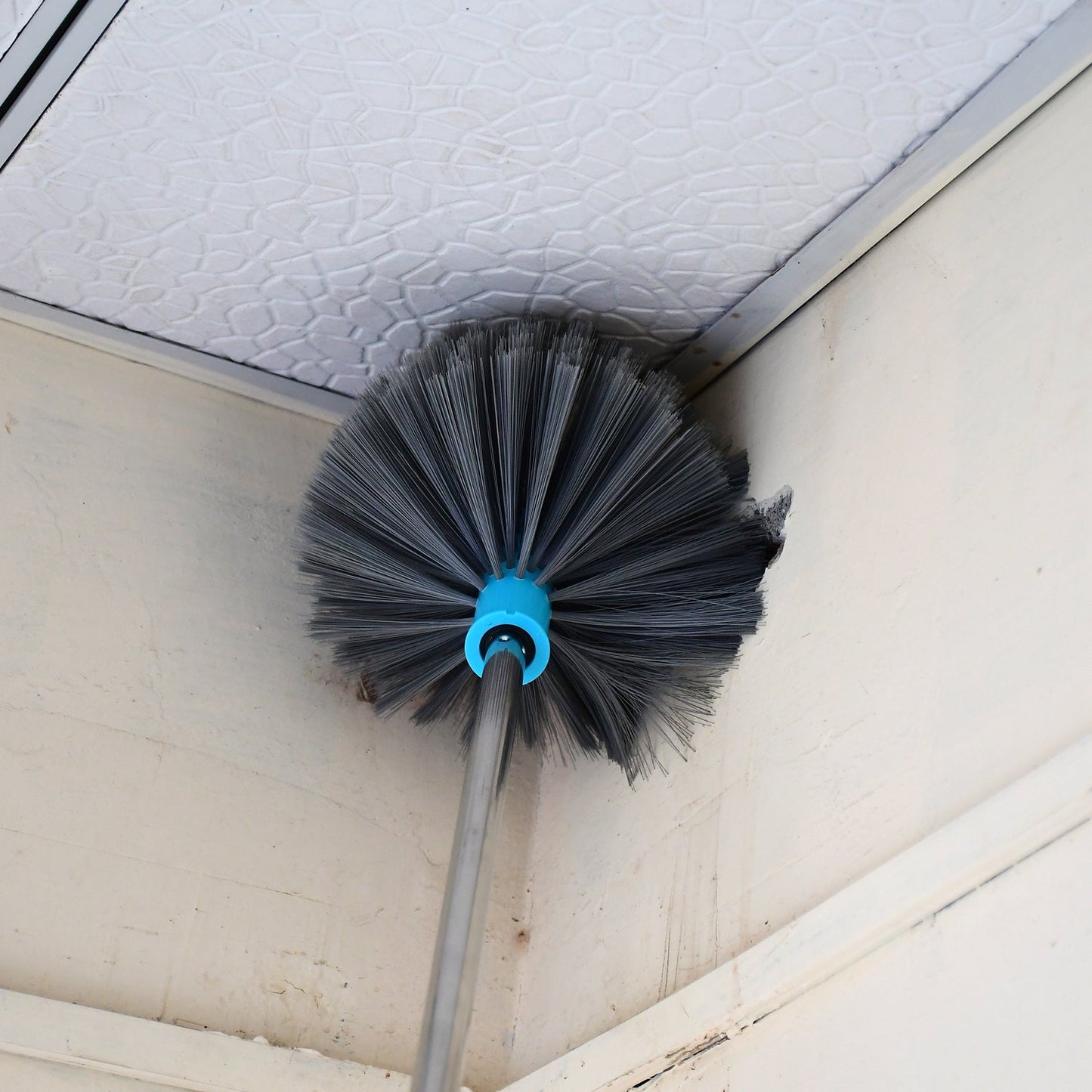Cobweb Brush With Stainless Steel Strong Long Extendable Handle for Dusting, Ceiling Cobweb Cleaning, Brush for Lights, Fans & Webs Cleaning for Home / Kitchen - Springkart 