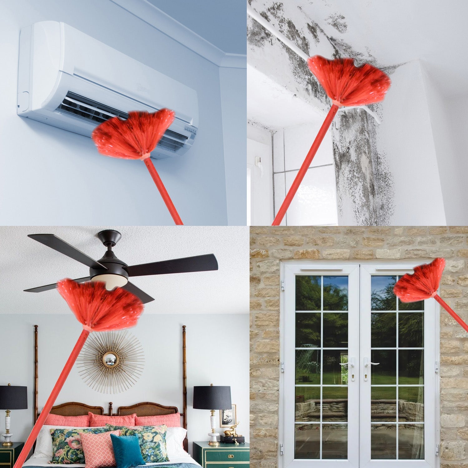 Cobweb Brush With Metal Strong Long Extendable Handle for Dusting, Ceiling Cobweb Cleaning, Brush for Lights, Fans & Webs Cleaning for Home / Kitchen (90 Inch / MOQ :- 6 Pc) - Springkart 