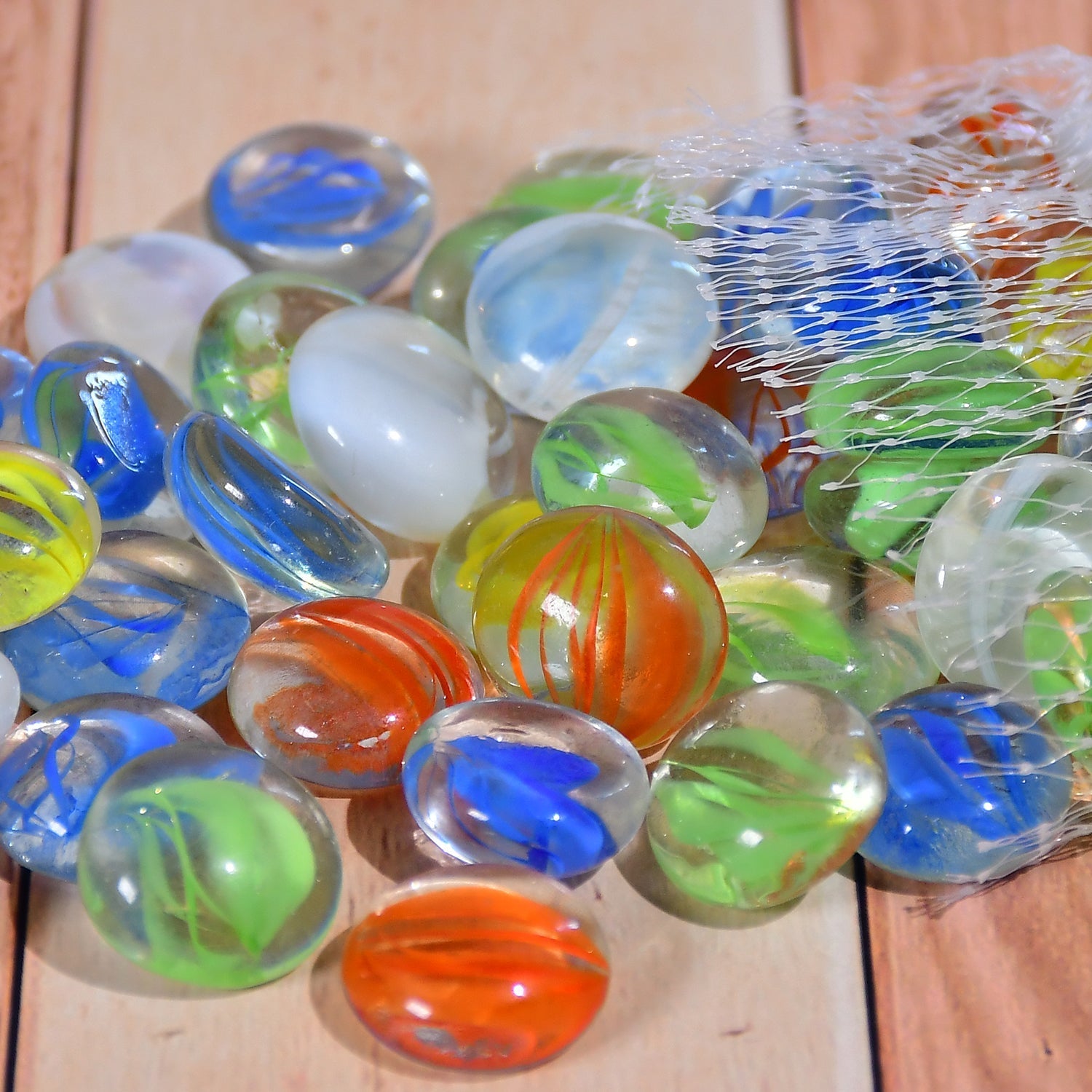 Glass Gem Stone, Flat Round Marbles Pebbles for Vase Fillers, Attractive pebbles for Aquarium Fish Tank. - Springkart 