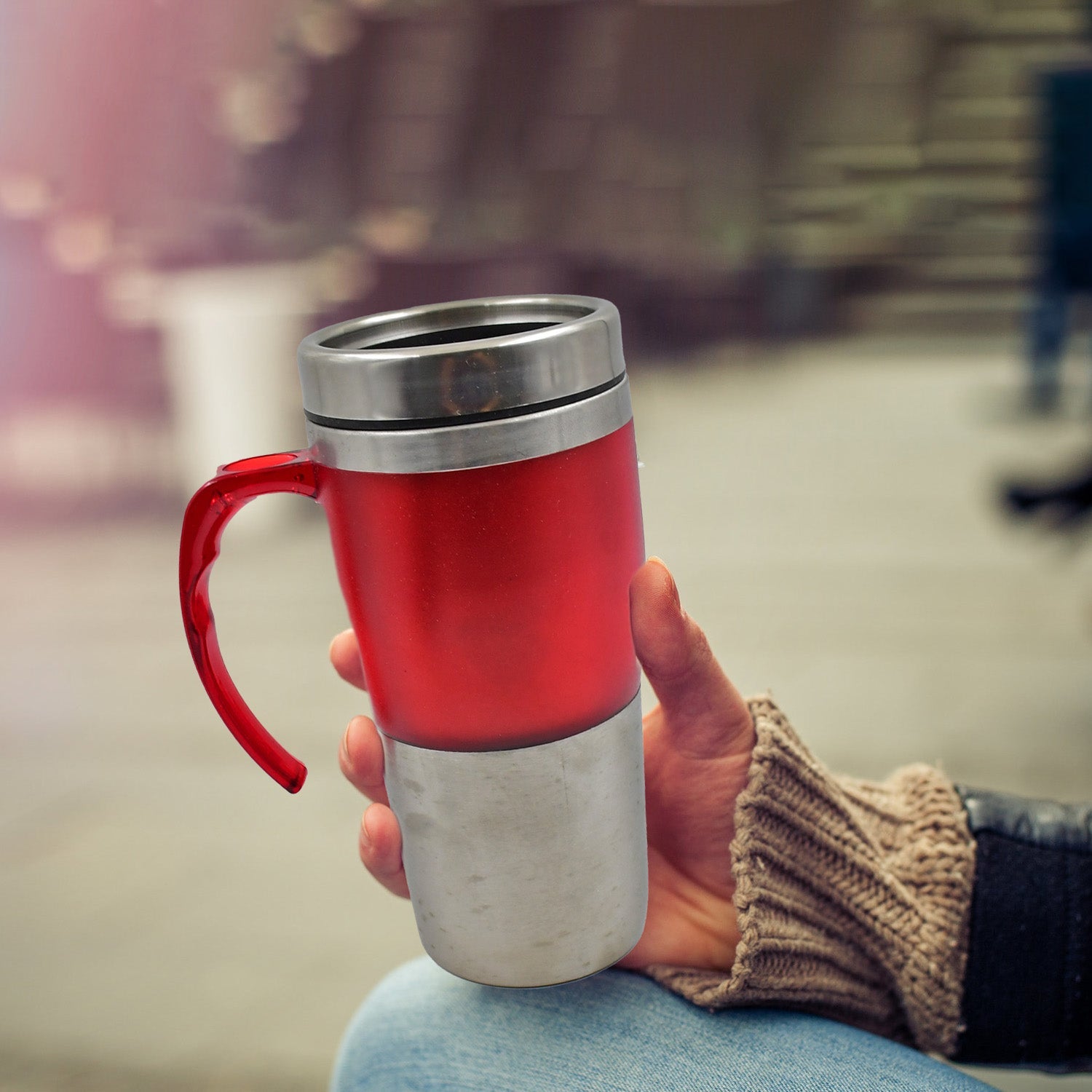 High Quality Stainless Steel Vacuum Glass Insulated Glass Coffee Cups Double Walled Travel Mug, Car Coffee Mug (With Lid & Handle / 1 Pc) - Springkart 