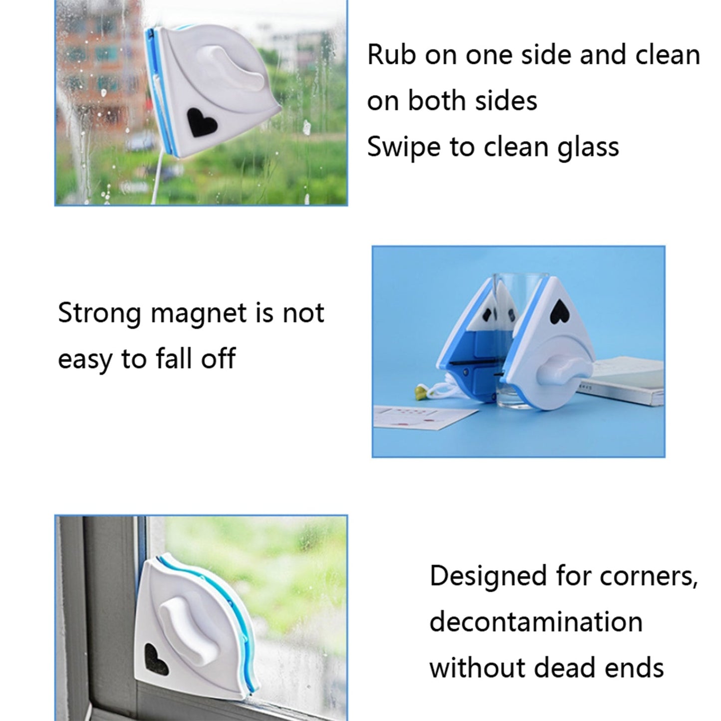 Double face glass cleaner Window Squeegee, Magnetic Window Washing Equipment. - Springkart 