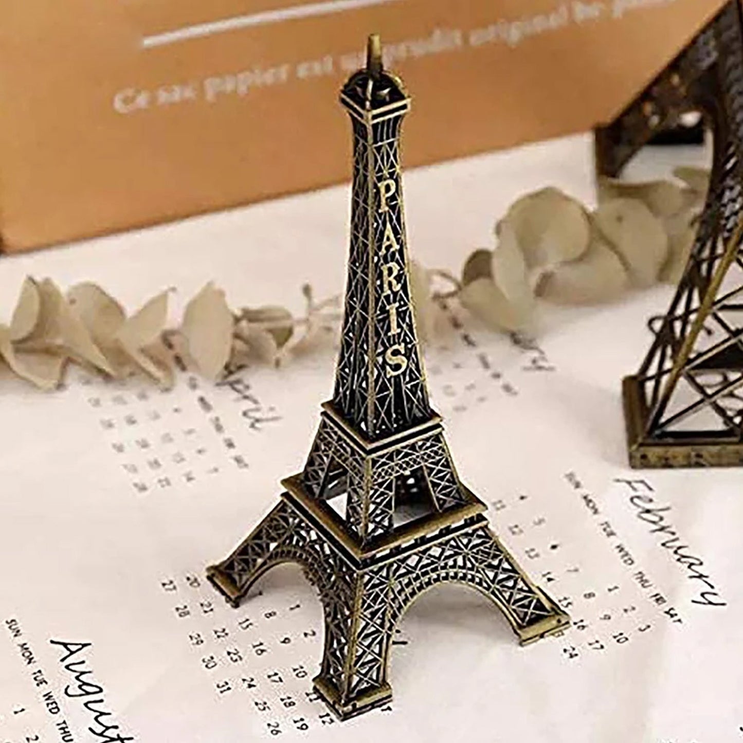 Antique Finish 3D Metal Paris Eiffel Tower Metal Craft Famous Landmark Building Metal Statue, Cabinet, Office, Gifts Decorative Showpiece. - Springkart 