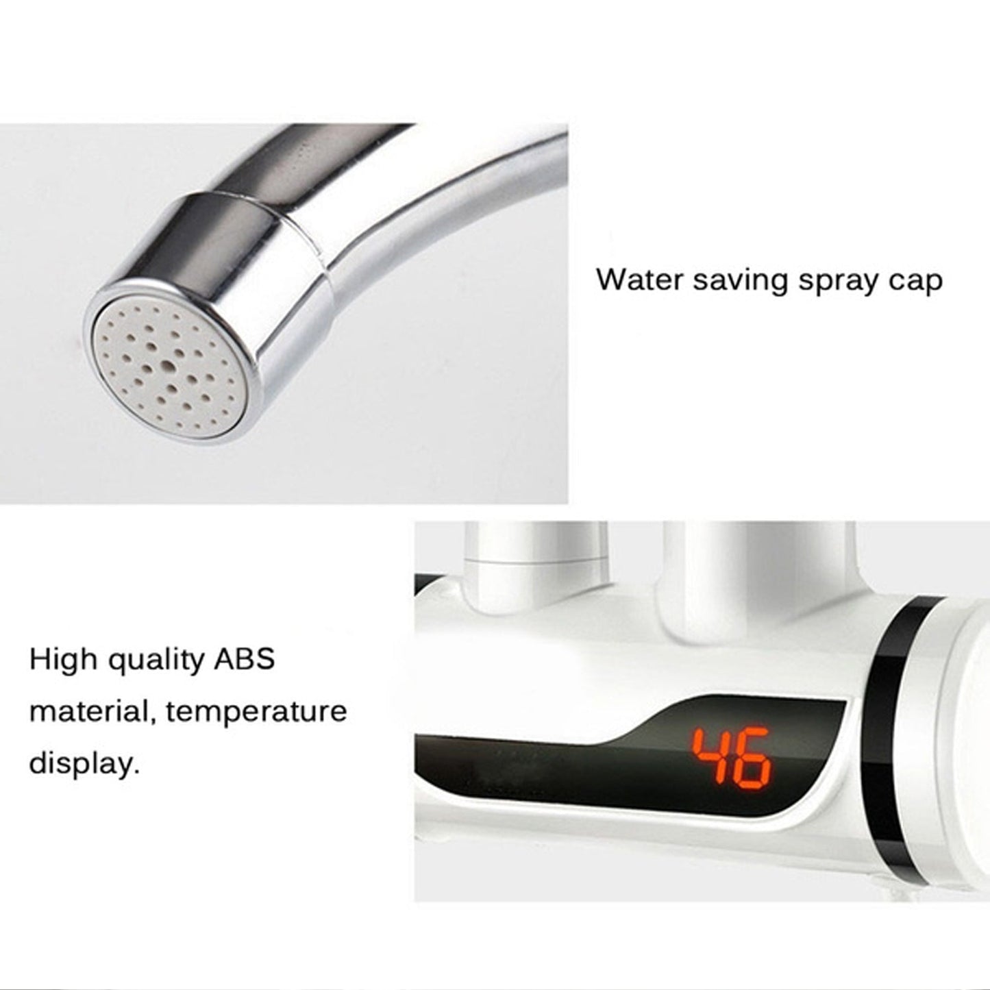 Stainless Steel LED Digital Display Instant Heating Electric Water Heater Faucet Tap, Geyser - Springkart 