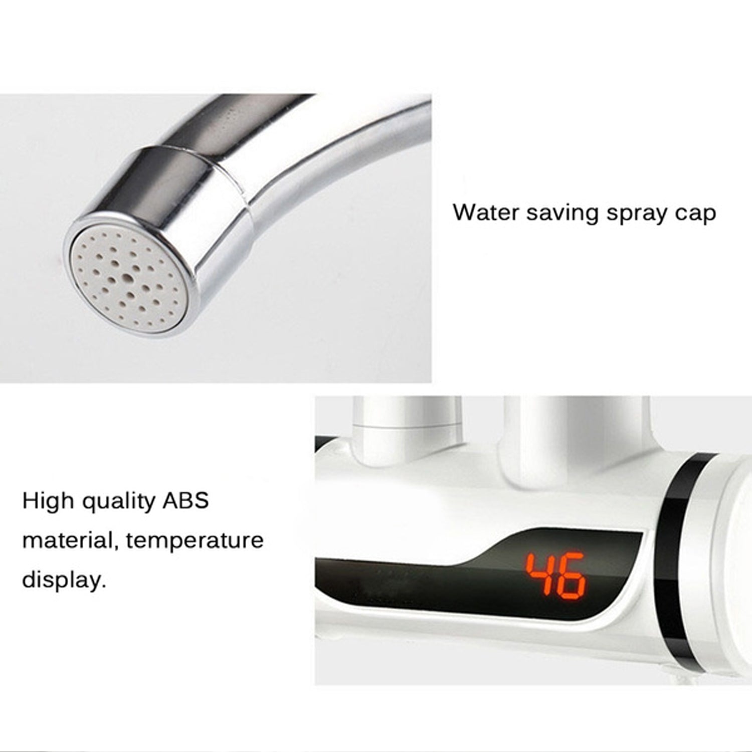 Stainless Steel LED Digital Display Instant Heating Electric Water Heater Faucet Tap, Geyser - Springkart 