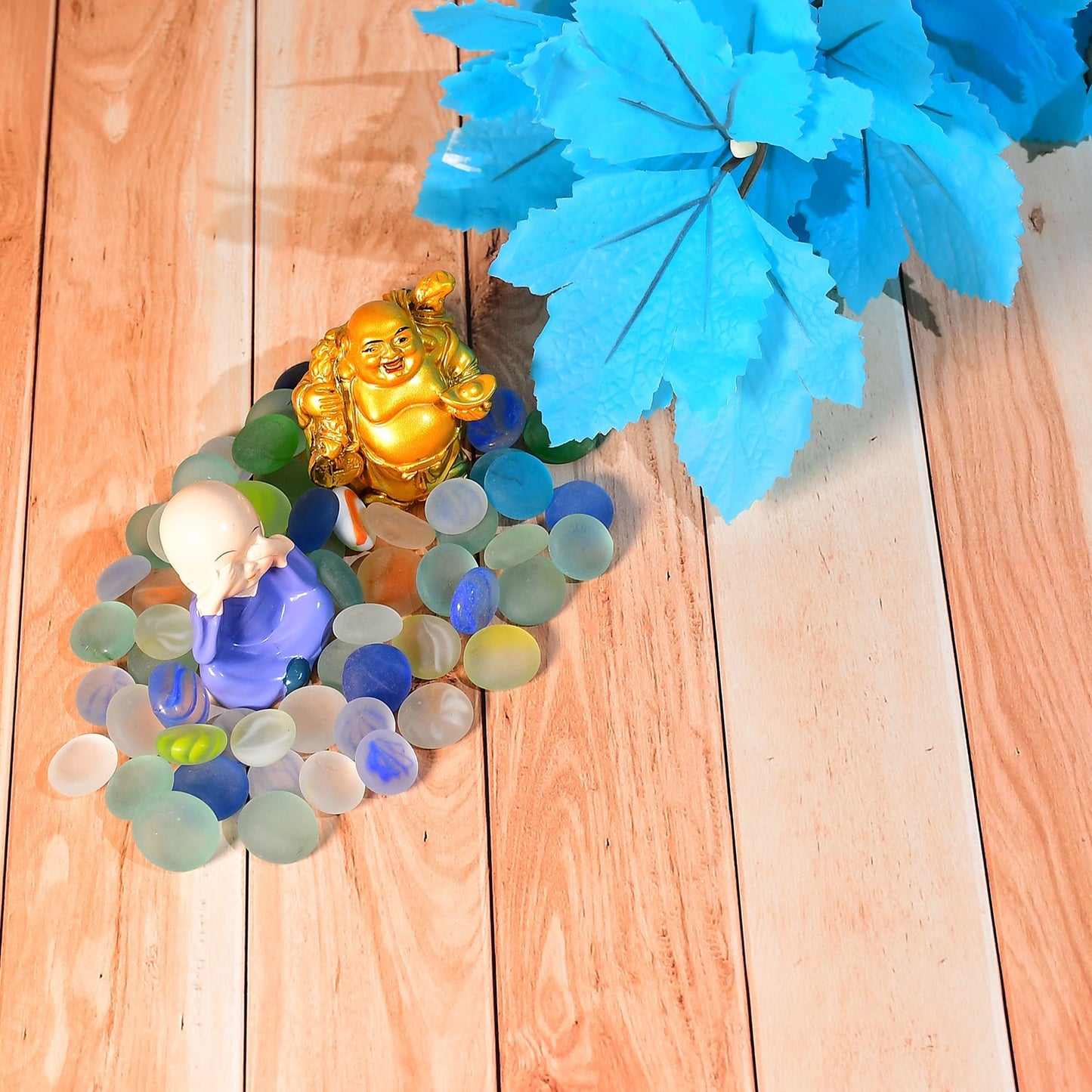 Glass Gem Stone, Flat Round Marbles Pebbles for Vase Fillers, Attractive pebbles for Aquarium Fish Tank. - Springkart 