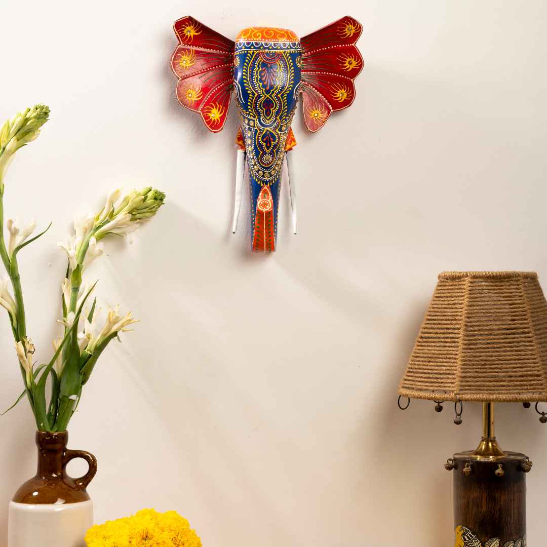 Blue Handpainted Elephant Wall DecorBlue Handpainted Elephant Wall Decor                Blue Handpainted Elephant Wall Decor