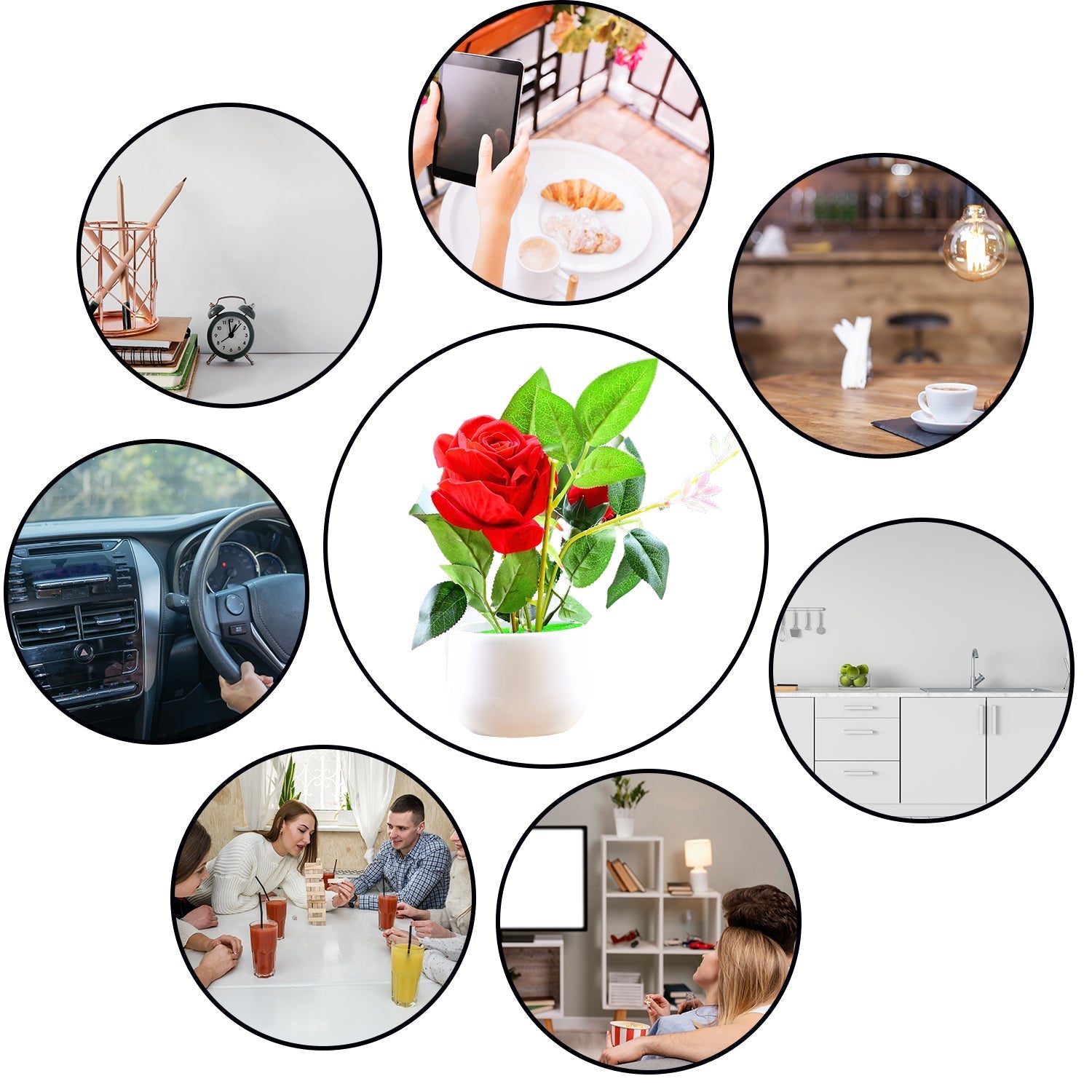 Artificial Rose Flower Plant With Pot, For Home Office Or Gift - Springkart 