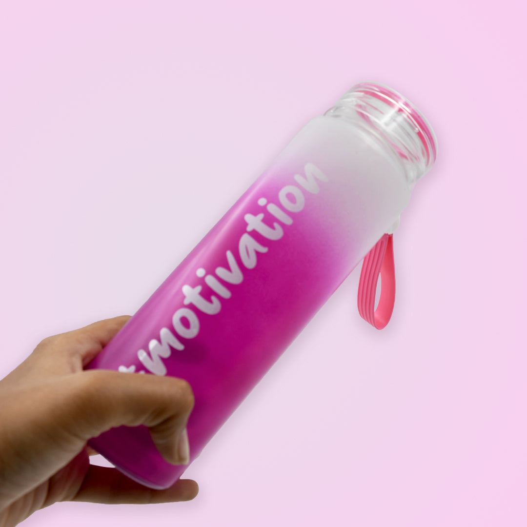 Motivational Glass Water Bottle Colorful potable Water Glass Bottle With Rubber Band, Daily Intake Hourly Water Bottle to Ensure You Drink Enough Water Throughout The Day Reusable Cycling Gym, Workout Fitness Bottle (350 ML) - Springkart 