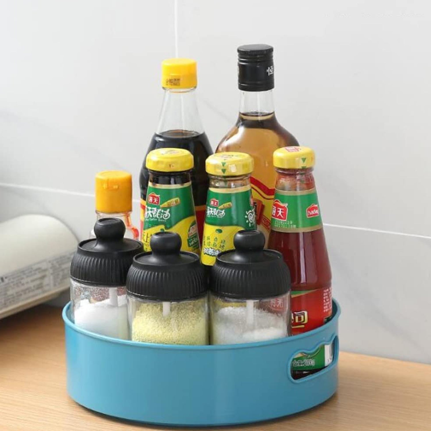 360° Rotating Kitchen Organizer Trolley for Storage - Turntable Tray with Brown Box - Springkart 