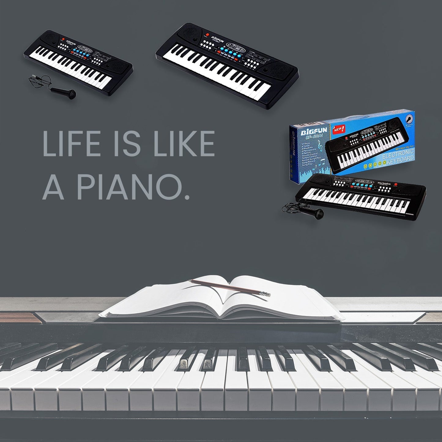 Piano Musical Keyboard With Mic 37 Music Key Keyboard For Kids Toy - Springkart 
