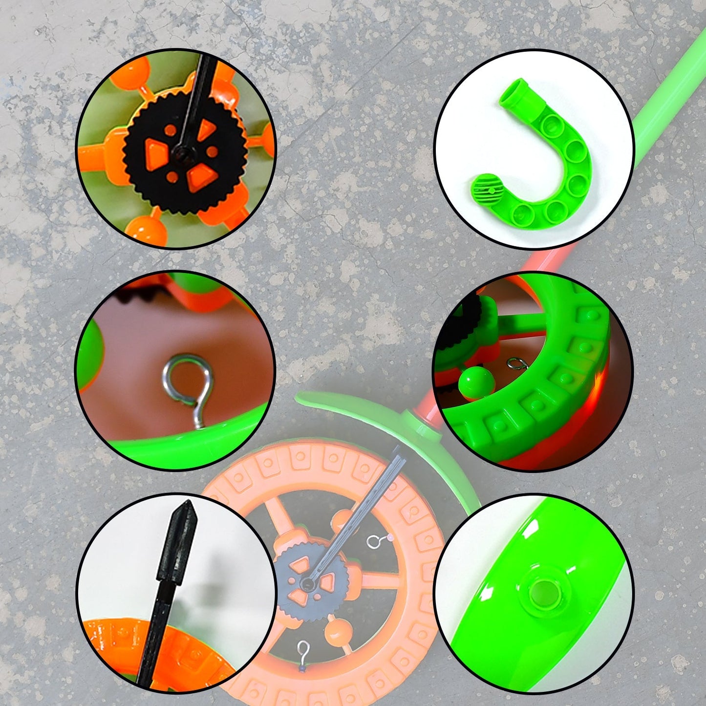 Plastic Single Wheel Push Run toy with handle and two lights on wheel. push toy for Kids. - Springkart 
