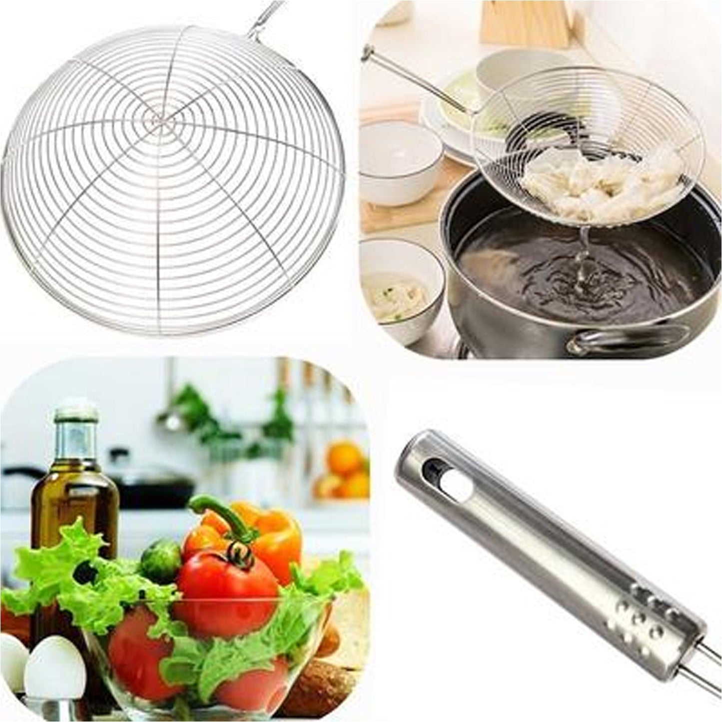 Large Oil Strainer To Get Perfect Fried Food Stuffs Easily Without Any Problem And Damage. - Springkart 