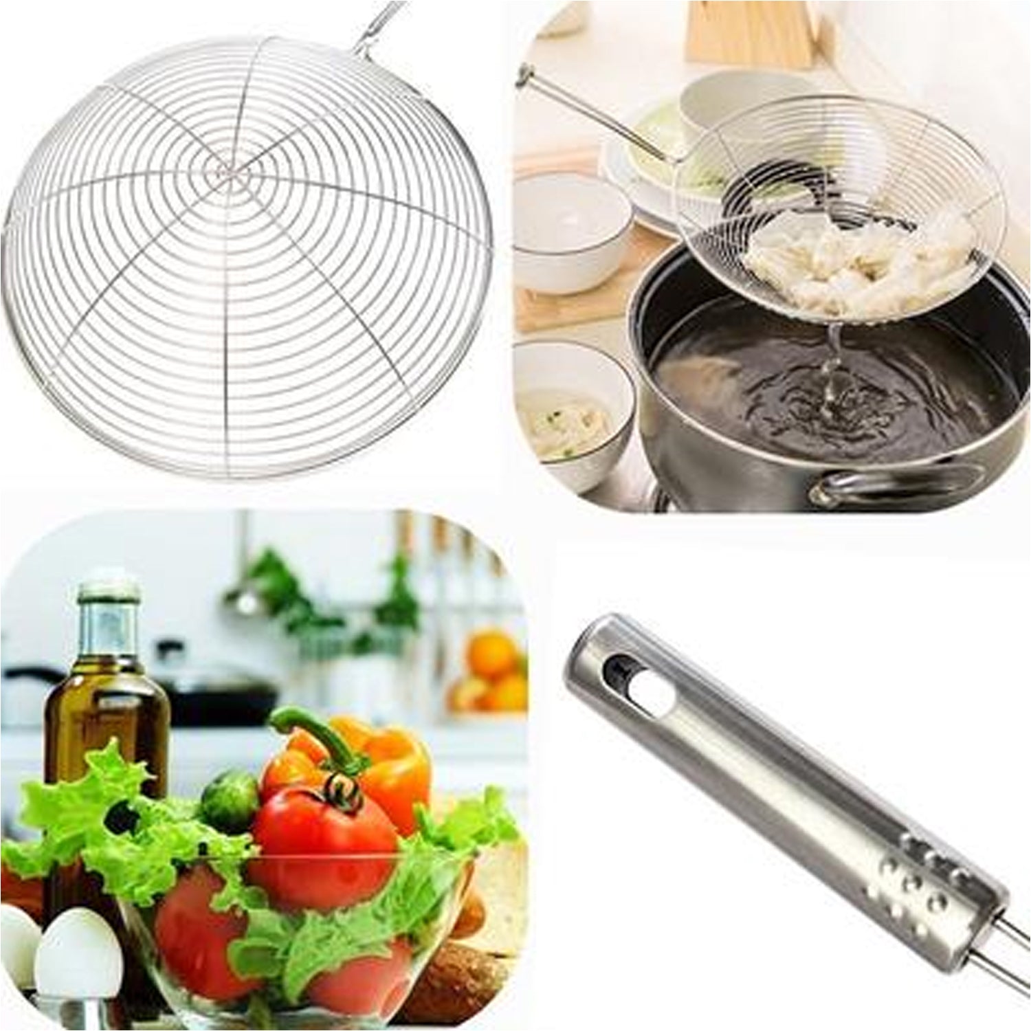 Large Oil Strainer To Get Perfect Fried Food Stuffs Easily Without Any Problem And Damage. - Springkart 